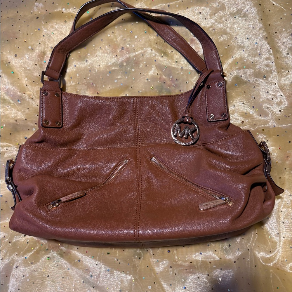 Michael Kors Women’s “Portland “ Tobacco* Pebbled Leather Shoulder Bag Handbag